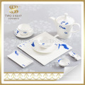 Dîner de vaisselle en porcelaine bleue meilleure porcelaine pour 6 personnes